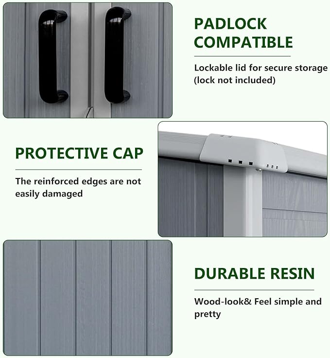 5 X 3 Ft Outdoor Storage Shed with Floor, Weatherproofing Garden Tool Shed with Lockable and Sloping Roof Design, Outdoor Resin Shed Cabinet for Backyard Patio and Garden (White+Gray)