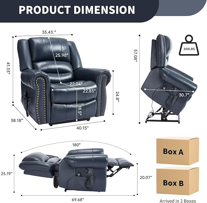 Recliner Chairs for Adults, Oversized Bedroom Chair with Massage, Sofa Chair Home Theater Seating with Lumbar Support, Comfortable Lift Chair for Elderly, Glider Nursery Chair for Living Room