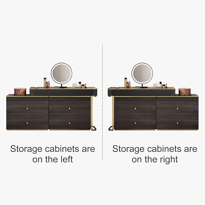 Lartis Makeup Vanity with Stool, Very Easy to Assemble,Retractable TV Cabinet Combination, Dressing Table Desk in one, Super Storage