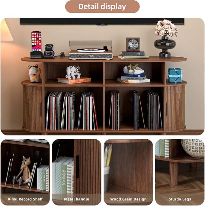 TV Stand for 55/65 Inch TV，Television Stand with Charging Station & USB Ports,Entertainment Center Large Long for Living Room (Walnut)