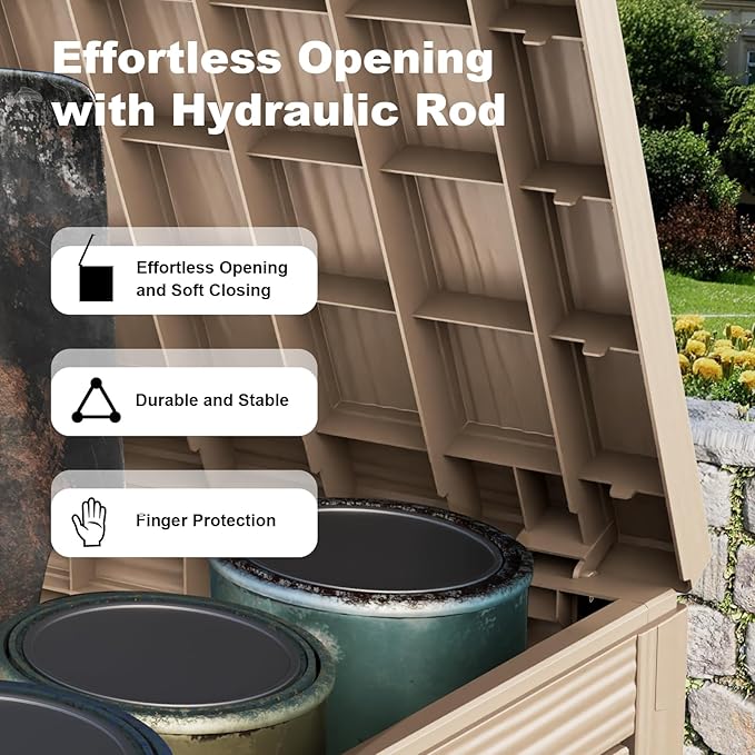 45 GallonOutdoor Storage Box,Resin Deck Boxes Waterproof, IndoorOutdoor Bin for Package Delivery, Patio Cushions, Gardening Tools, Lockable, UV Resistant