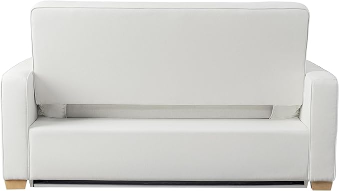 Serta Ainsley 72.6" Convertible Sleeper Sofa, Queen Size, Dreamcoil Comfort, Soft Woven Fabric, Oyster