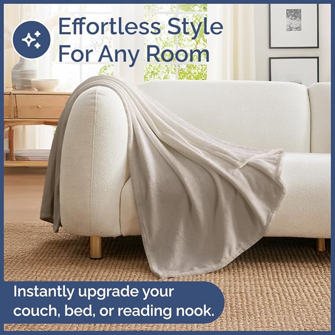 Ultra Soft Fleece Blanket King Size - Flannel Fleece Luxury King Blanket - Lightweight for Couch Bed Chair - Thick, Warm and Breathable - All Season Cozy Fuzzy, Anti-Static Microplush Bedding, Cream