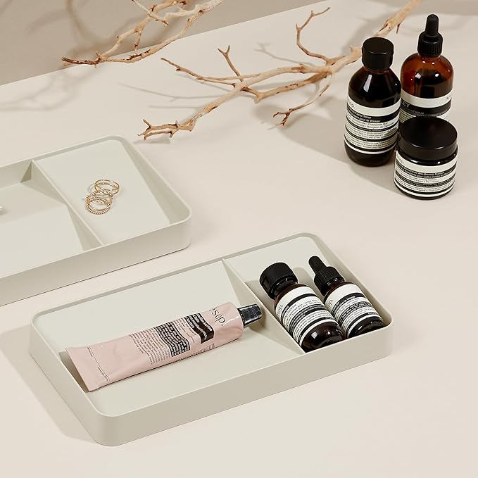 BLUE GINKGO Desk Tray – Korean-Made Organizer for Notes, Pens, Pencils, and Accessories (Double-sided, Beige)