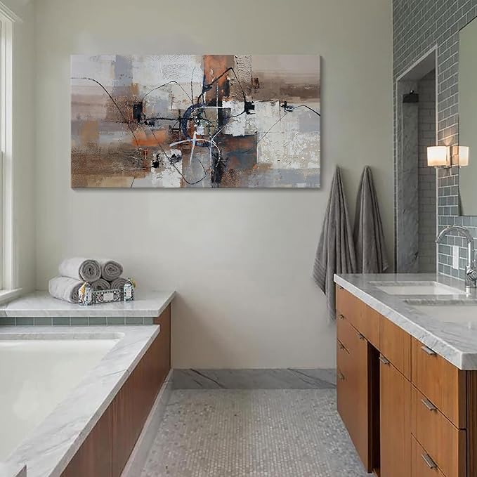 YDYSUNE Abstract Canvas Wall Art, Modern Wall Decor Painting, Brown Room Decorations, Orange Wall Art for Living Room, Bedroom, Office Artwork Wall Decor 24×48IN