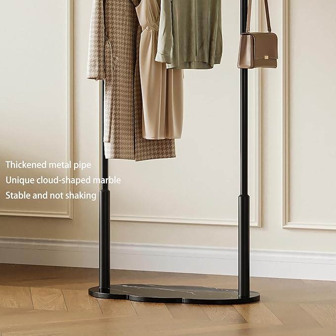 Clothes Rack for small spaces,Modern Clothing Rack with Marble Base,Small Garment Rack for Hanging Clothes,Heavy-duty Coat Rack Freestanding for Bedroom, Living Room,Entryway,Boutiques (black)