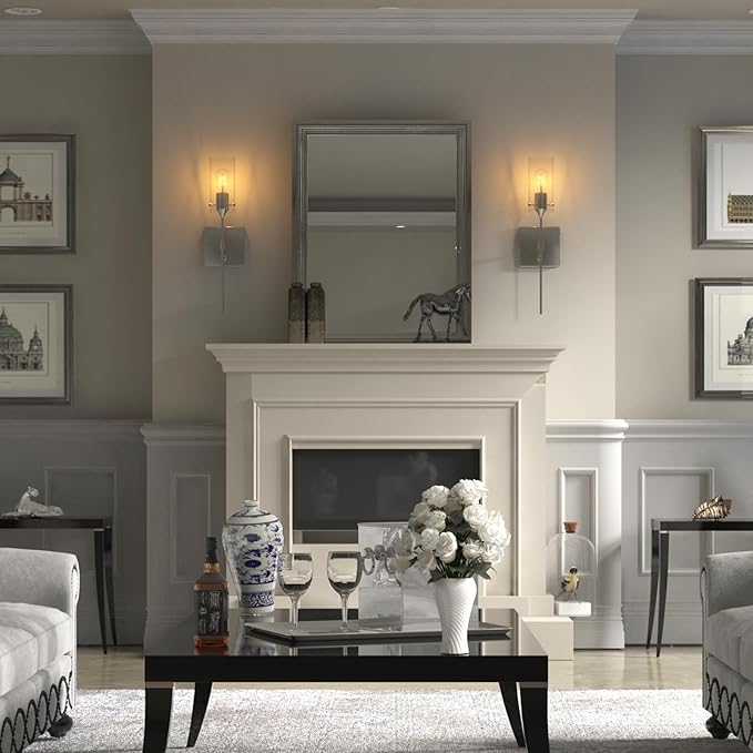 Dimmable Battery Operated Wall Sconce No Wired, Rechargeable Wall Light Fixture, Easy to Install Wireless Wall Mount Lamp for Living Room Bedside Hallway Lounge Mirror, Bulb Included