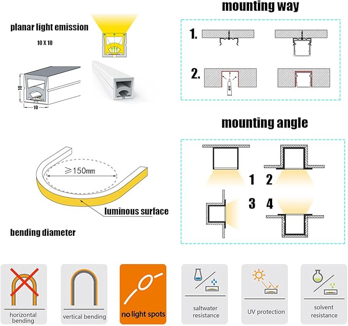 Silicone Soft LED Strip 16.5 FT,LED Landscape Lighting,24V Low Voltage Step Light 3000K Warm White Light,IP68 Waterproof Outdoor Landscape Lighting,Suitable for Courtyard Wall Stairs