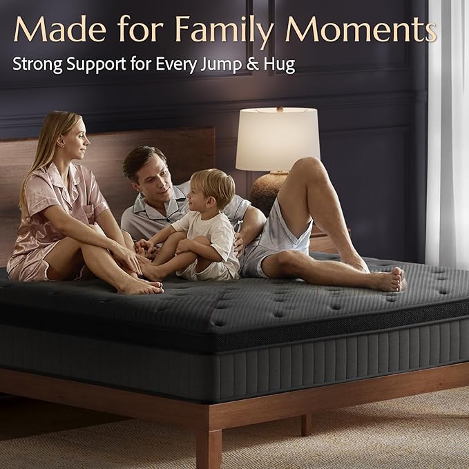 Aura Full Size Mattress - 12 Inch Hybrid Mattress Colchones Full in a Box - Medium Firm Cooling Gel Memory Foam & Pocket Coils for Pressure Relief - Motion Isolation - Fiberglass-Free - Black