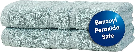 CLOROX Bleach Friendly Towels, Quick Dry, 100% Cotton Hand Towels (16" x 26"), Highly Absorbent Soft Lightweight, Ideal for Everyday Use, Easy to Wash (2 Pack, Mineral Blue)