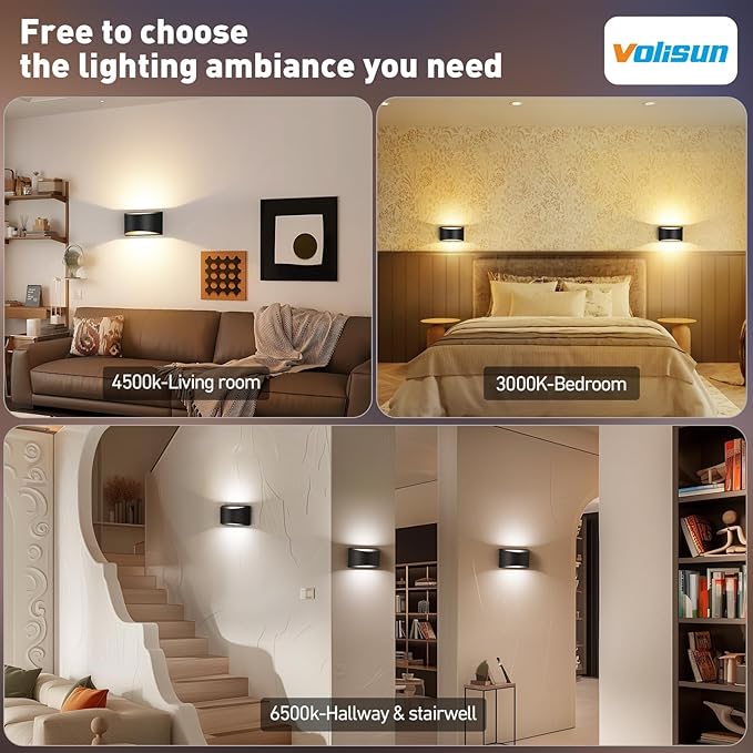 VOLISUN No Hardwired Wall Sconce, Modern Wall Sconce Battery Operated with Remote, 3000K-6500K Dimmable LED Wall Lamp, Wireless Wall Light for Bedroom, Living Room, Hallway, Corridor(1 Pack)