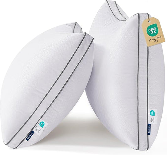Bedsure King Pillows Set of 2 - Fluffy Bed Pillows for Sleeping, Hotel Quality, Diamond Quilted Design, Gusseted Supportive Down Alternative Filling for Back, Stomach, Side Sleepers