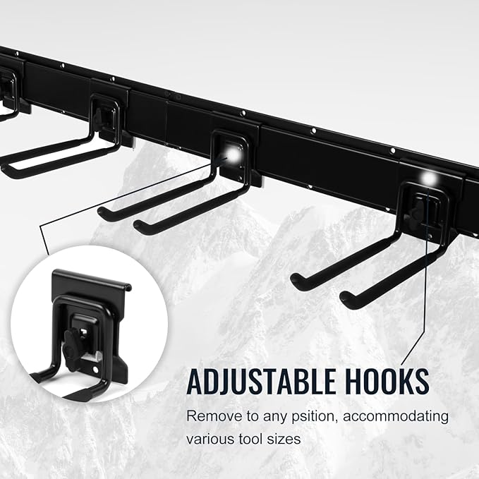 Clamping Garage Wall Organizers, 32inch Wall Mount Folding Chair Rack Tool Holder, Heavy Duty Garage Organization, Yard Tool Hook, Hold Up to 300lbs (32Inch Black)