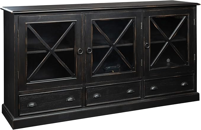 Hekman Entertainment Center with Drawers - Modern TV Stand with Storage for Bedroom & Living Room - Wooden Media Console Cabinet with Glass Doors, Farmhouse Entertainment Stand, Home Furniture & Decor