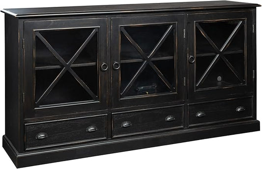 Hekman Entertainment Center with Drawers - Modern TV Stand with Storage for Bedroom & Living Room - Wooden Media Console Cabinet with Glass Doors, Farmhouse Entertainment Stand, Home Furniture & Decor