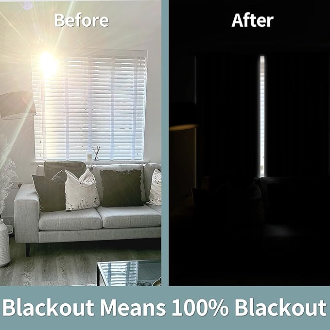BGment Full Blackout Curtains with Thermal Insulation Liner Curtains 63 Inches Long, Rod Pocket and Back Tab Double Layer Room Darkening Window Curtain for Bedroom(52 x 63 Inch, 2 Panels, Black)