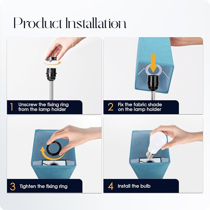 Bedside Lamp with USB Ports - Touch Control Table Lamp for Bedroom with USB C+A Charging Ports & AC Outlets, 3 Way Dimmable Nightstand Light with Flaxen Shade for Living Room (LED Bulb Included, Blue)