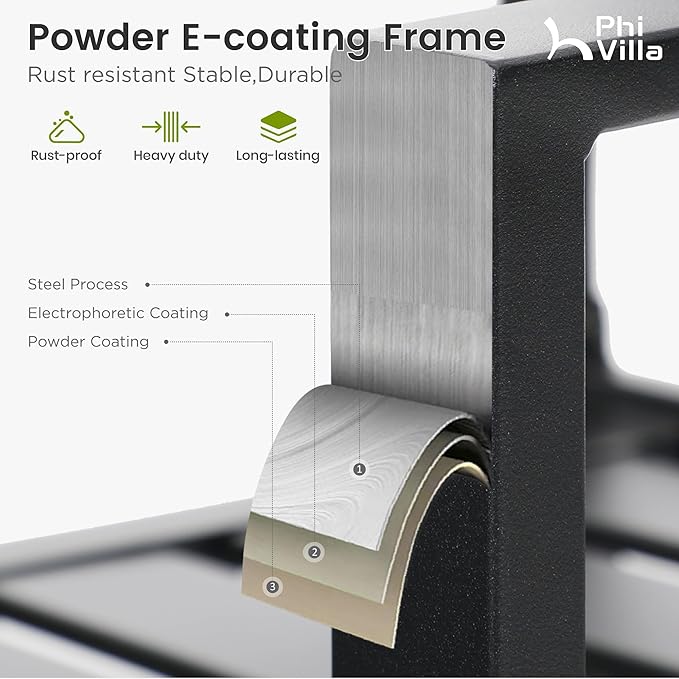 PHI VILLA 5 Pieces Outdoor Dining Set for 4, Round Metal Wrought Iron Table with Umbrella Hole & Swivel Metal Steel Chairs with Cushions, Large Modern Furniture for Patio, Deck, Backyard, Porch