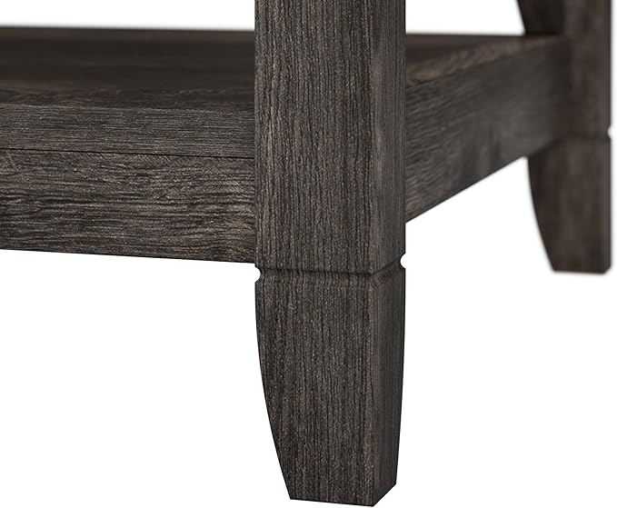 Bush Furniture Tall 5 Shelf Bookcase for Living Room or Home Office, Large Bookshelf, Modern Farmhouse Style, Key West Collection, Dark Gray Hickory