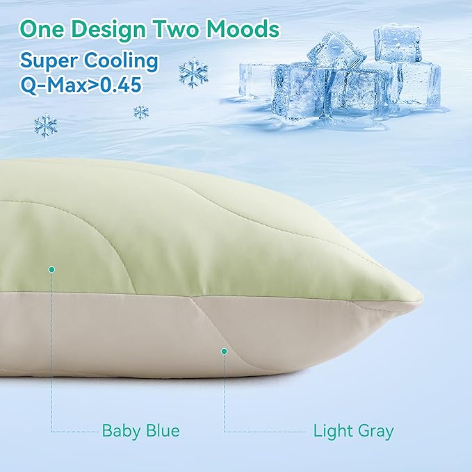 Three Geese Cooling Goose Feather Down Pillows Standard Size for Sleeping, Q-Max>0.45, Cool Hotel Quality Bed Pillows for Hot Side Stomach Back Sleepers, Washable Removable Cover, 20" x 26”