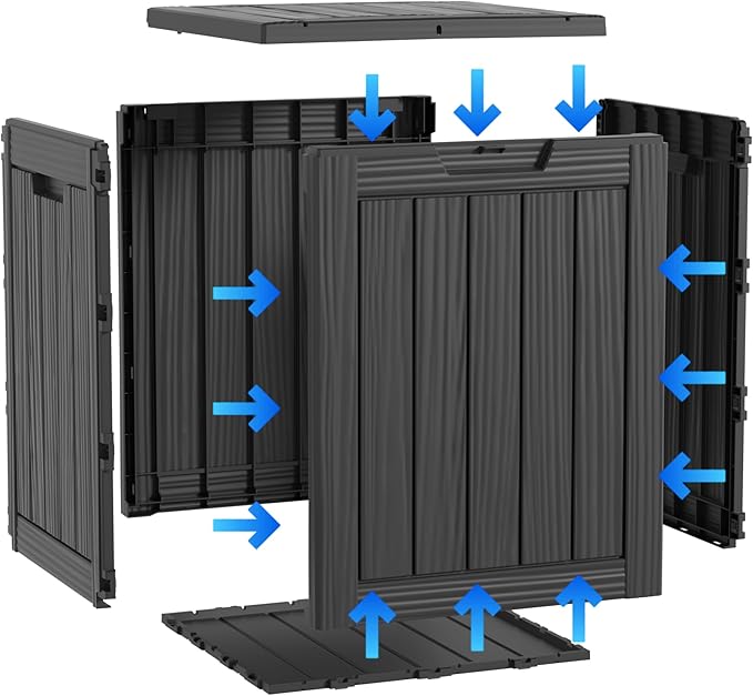 Two 28 GallonOutdoor Storage Box,Resin Deck Boxes Waterproof, IndoorOutdoor Bin for Package Delivery, Patio Cushions, Gardening Tools, Lockable, UV Resistant