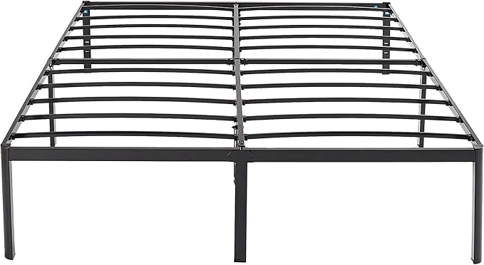 Amazon Basics Sturdy Heavy-Duty Non-Slip Platform Bed Frame King Size Storage, Steel Slat Support, Noise Free, Easy Assembly, 18 Inch Black