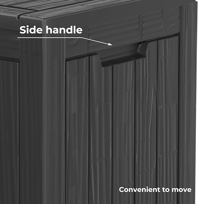 28 Gallon Waterproof Resin Deck Box, Lockable Outdoor Storage Box for Patio Furniture, Garden Tools, UV Resistant, and Multi-Functional (Black)