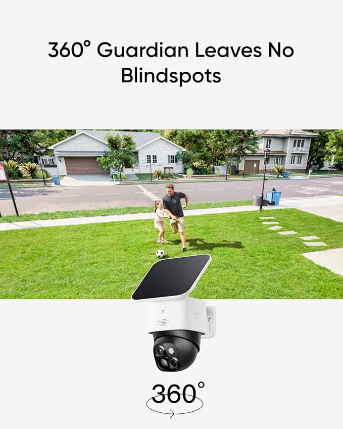 eufy Security SoloCam S340 2-Cam Kit (HomeBase S380), Solar Security Camera, Wireless Outdoor Camera, 360° Pan and Tilt Surveillance, No Blind Spots, 2.4 GHz Wi-Fi, No Monthly Fee