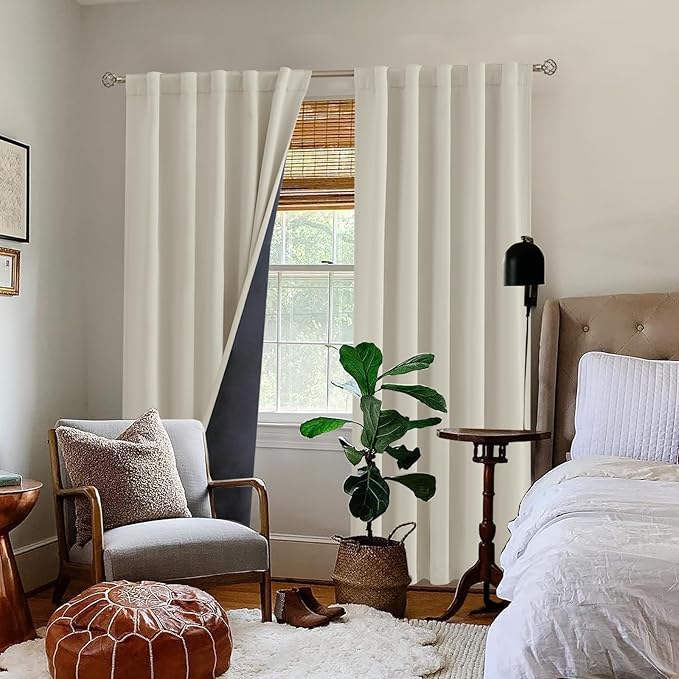 BGment 100% Room Darkening Thermal Insulated Blackout Curtains 84 Inches Long with Liner, Rod Pocket and Back Tab Double Layer Noise Reduce Curtains for Bedroom (42 x 84 Inch, 2 Panels, Cashmere)