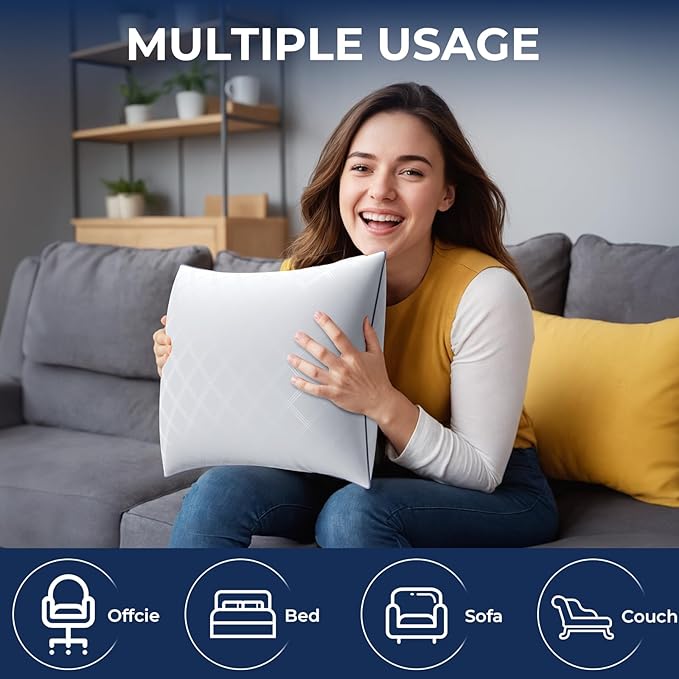 Bed Pillows King Size Set of 2, Pillow for Sleeping Premium Soft/Firm Hotel Bedding Pillow for Back, Stomach or Side Sleepers（White）