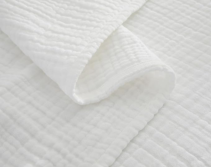 100% Cotton Muslin Twin XL Blanket (66" x 90") – A Luxuriously Soft, 4-Layer Lightweight and Breathable Gauze Blanket, Perfect for Year-Round use on beds, couches (White, Twin XL)