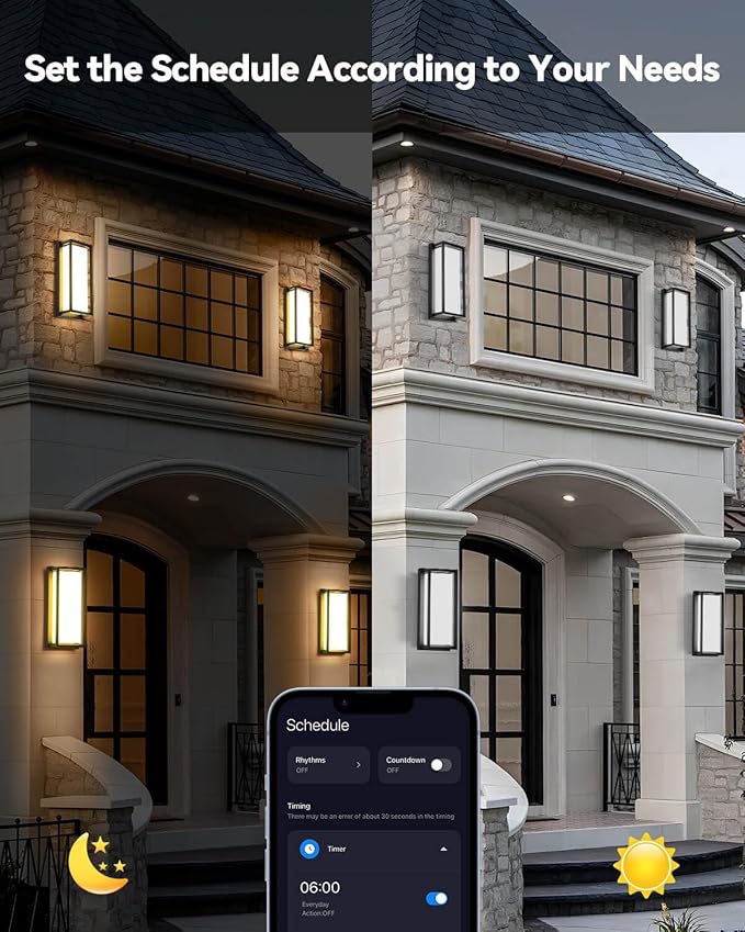 SHIMR Outdoor Wall Lights 2 Pack, 1500LM Smart Porch Lights RGBCW Exterior Light Fixture, Wi-Fi Control Color Changing Outdoor Lights IP65 Waterproof, Works with Alexa Google Assistant [ETL Listed]