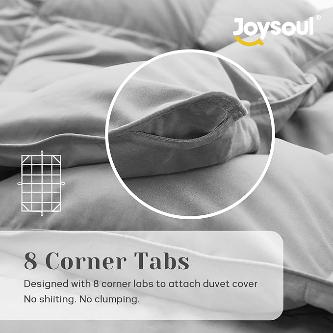 Joysoul Queen Size Down Comforter - All Season Ultra Soft Goose Down & Feather Fiber Fill, Luxury Hotel Dark Gray Duvet Insert with Corner Tabs (88" X 88")