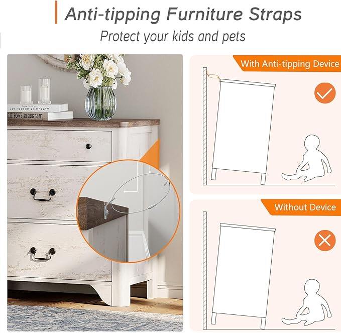 WAMPAT 3 Drawer Dresser for Bedroom, 31.5" White Dresser with Wide Chest of Drawers, Kids Dressers for Nursery,Bedroom, Living Room, Closet