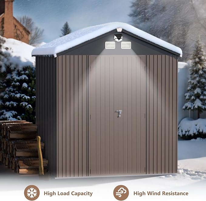8x6 FT Outdoor Storage Shed,Metal Tool Sheds,Waterproof Outside Storage Shed with Lockable Doors & Air Vent,Storage Building for Backyard Garden