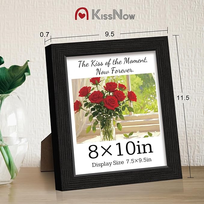 8x10 Picture Frame 4 Pack, Black Solid Wood Gallery Photo Frame, Wall Hanging or Tabletop Display