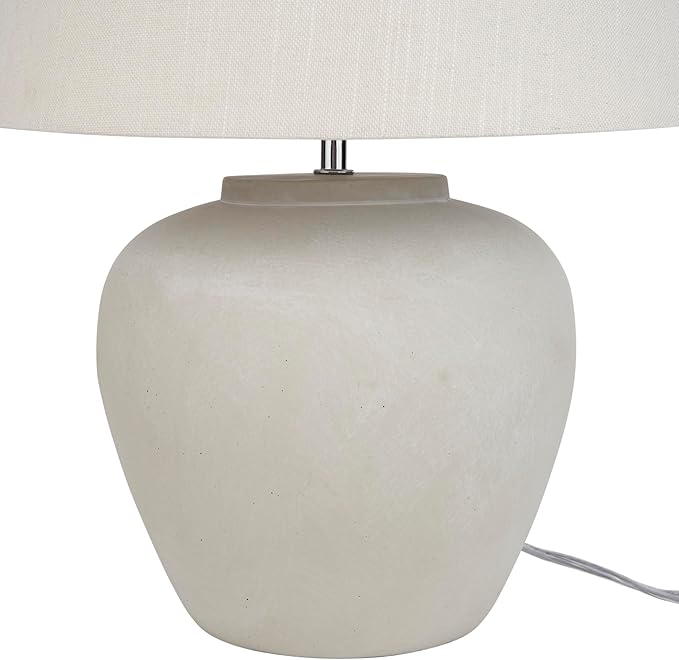 Nourison Home 20" Sand (Light Beige) Ceramic Pot Table Lamp for Bedroom, Living Room, Console, Entryway