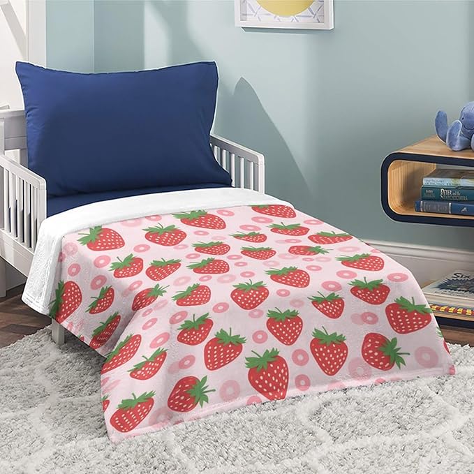 Strawberry Pink Flower Dog Wearable Fleece Pet Throw Blanket for Couch Car Bed Crate, Soft Cozy Baby Girl Boy Blanket 30x40 in