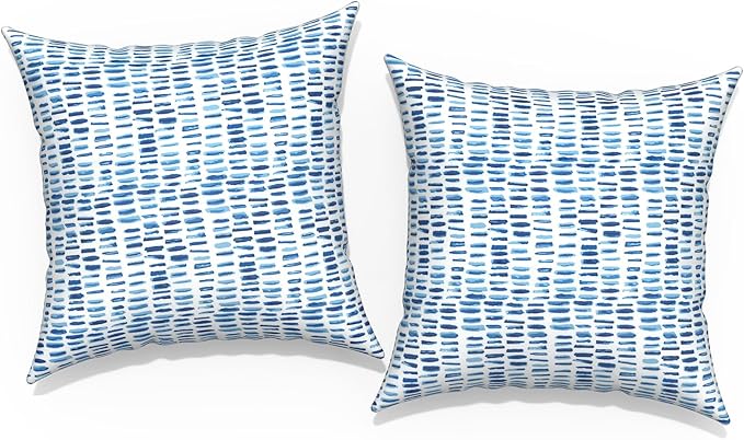 Outdoor Throw Pillow Covers 16x16 Inch, Square Patio Pillow Cases Pack of 2, Modern Decorative Back Cushion Covers for Patio Furniture Garden Couch Farmhouse, Pebble Blue