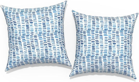 Outdoor Throw Pillow Covers 16x16 Inch, Square Patio Pillow Cases Pack of 2, Modern Decorative Back Cushion Covers for Patio Furniture Garden Couch Farmhouse, Pebble Blue