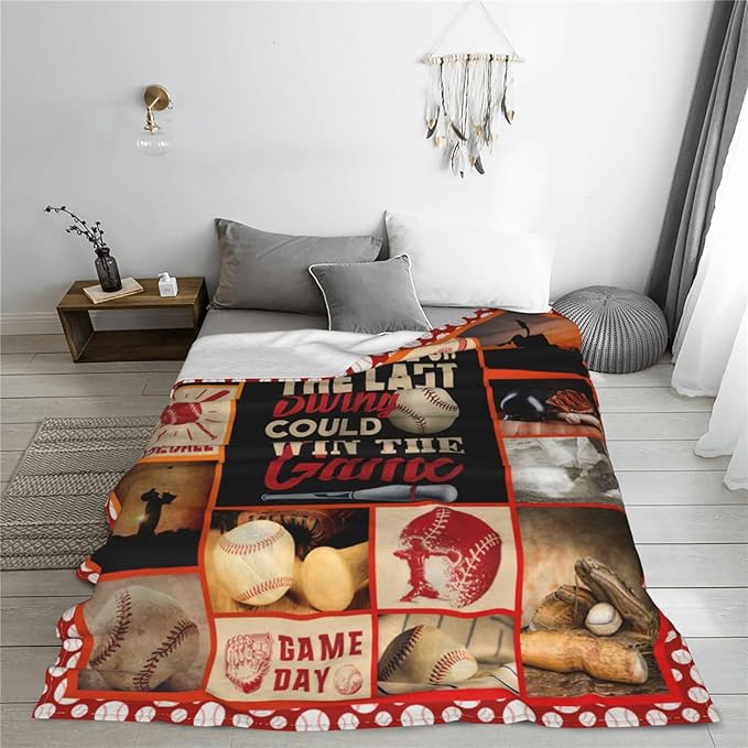 Baseball Gifts: Cozy Fleece Flannel Blanket - Soft, Warm, Plush & Lightweight - Inspirational Design for Boys, Girls, Teens, Men, Kids - 60"X80"