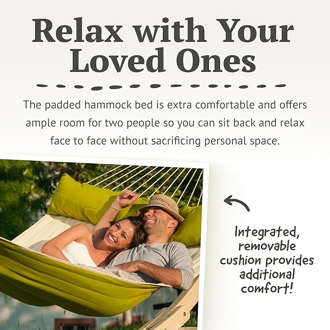 LA SIESTA® Alabama Avocado - Weather-Resistant Quilted Spreader Bar Hammock Size King