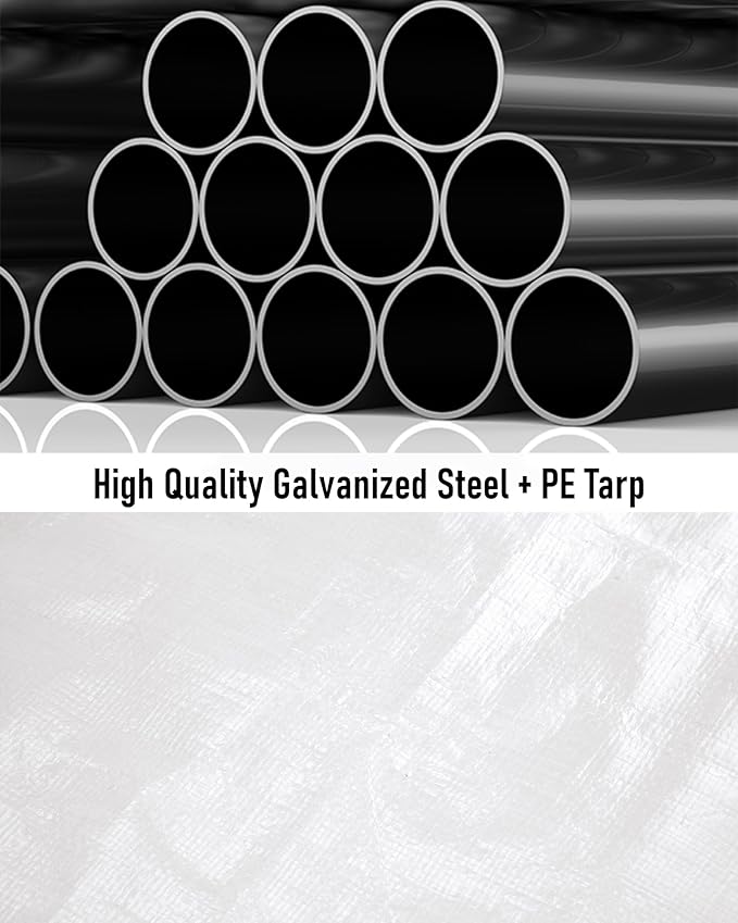 12X20 Ft Carport, Portable Carport with 4 Roll-Up Windows,Doors,Car Port with 200g PE Tarp for Car Boat Truck Motorcycle, Waterproof & UV Protected, Anti-Snow Portable Garage Kit Tent