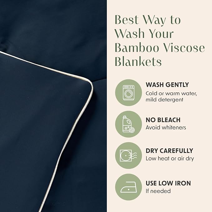 Springtree Home Luxury Viscose from Bamboo Blanket & Comforter | Viscose from Bamboo Comforter Queen Size -90" x 90" | Cooling Blanket | Breathable & Lightweight | Full/Queen - Midnight Blue