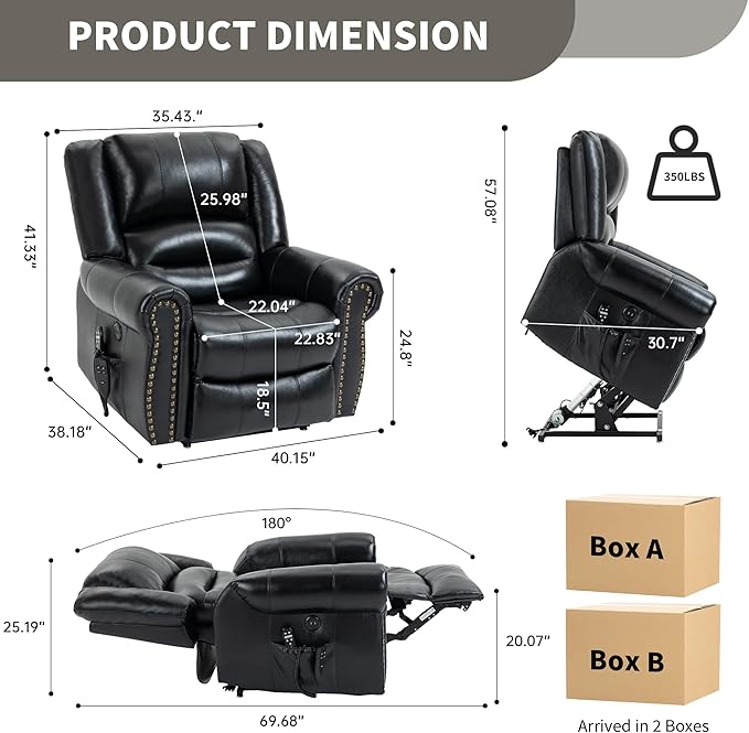 Recliner Chairs for Adults, Oversized Bedroom Chair with Massage, Sofa Chair Home Theater Seating with Lumbar Support, Comfortable Lift Chair for Elderly, Glider Nursery Chair for Living Room