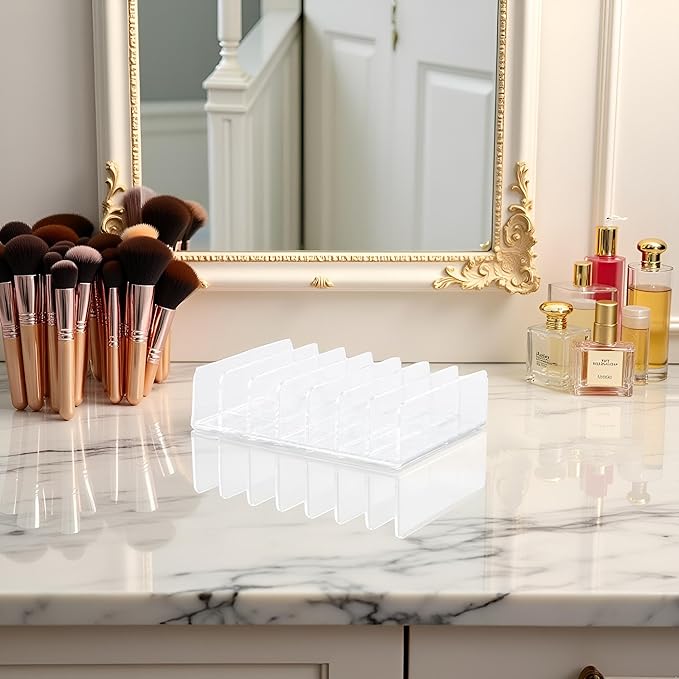 1Pc Eyeshadow Palette Makeup Money Storage Rack for Bathroom Vanity Countertop Cosmetic Display Cases 7 Compartments Heavy Duty Multifunctional Desktop Cash Cosmetic Holder Organizer（Transparent）