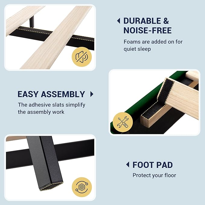 Allewie Queen Size Velvet Platform Bed Frame with Vertical Tufted Wingback Headboard, Easy Assembly, Under Bed Storage, No Box Spring Required, Modern Style, Green