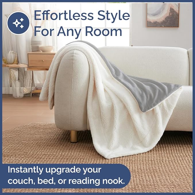 Sherpa Fleece Blanket Twin Size - Reversible Sherpa Fleece Twin Blanket - Super Soft, Double Sided for Bed, Sofa, Couch - Thick, Warm, Fuzzy and Plush - Luxurious Bedding for Winter - Grey, 60" x 80"
