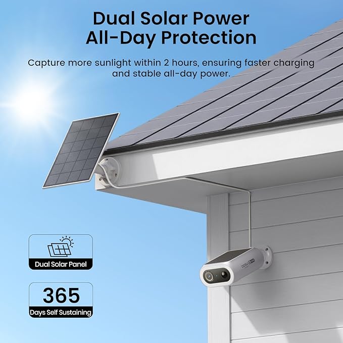 AOSU 4K Security Cameras Wireless Outdoor System, 4-Cam Kit with HomeCortex AI, Face Recognition & Behavior Detection, Dual Solar Power, Expandable Up to 16TB, No Monthly Fees for Home Surveillance