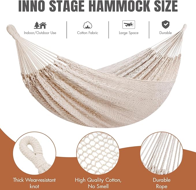 Handwoven Mayan Hammock - Portable Family Hammock with Carry Bag Matrimonial Size Multi-Color Handmade Hammock for Travel Camping Backyard, Porch, Outdoor or Indoor Use